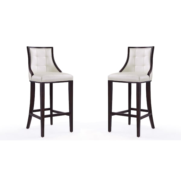 Manhattan Comfort Fifth Avenue Bar Stool in Pearl White and Walnut (Set of 2) 2-BS007-PW - main